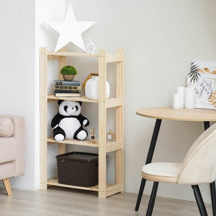 4 shelf Wooden Bookshelf: Versatile LOFT Design for Home & Office