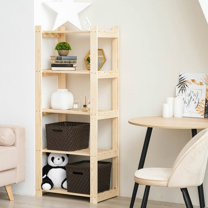 5 shelf Wooden Bookshelf: Versatile LOFT Design for Home & Office