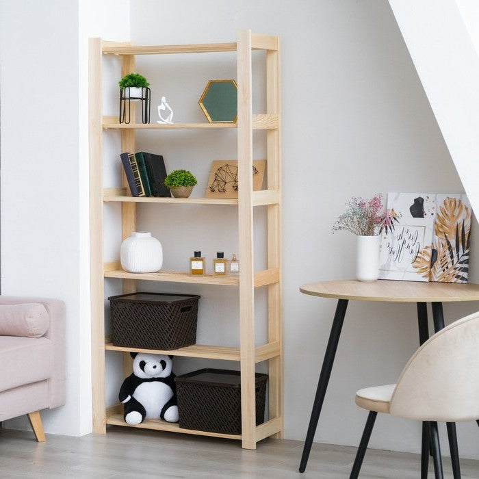 6 shelf Wooden Bookshelf: Versatile LOFT Design for Home & Office